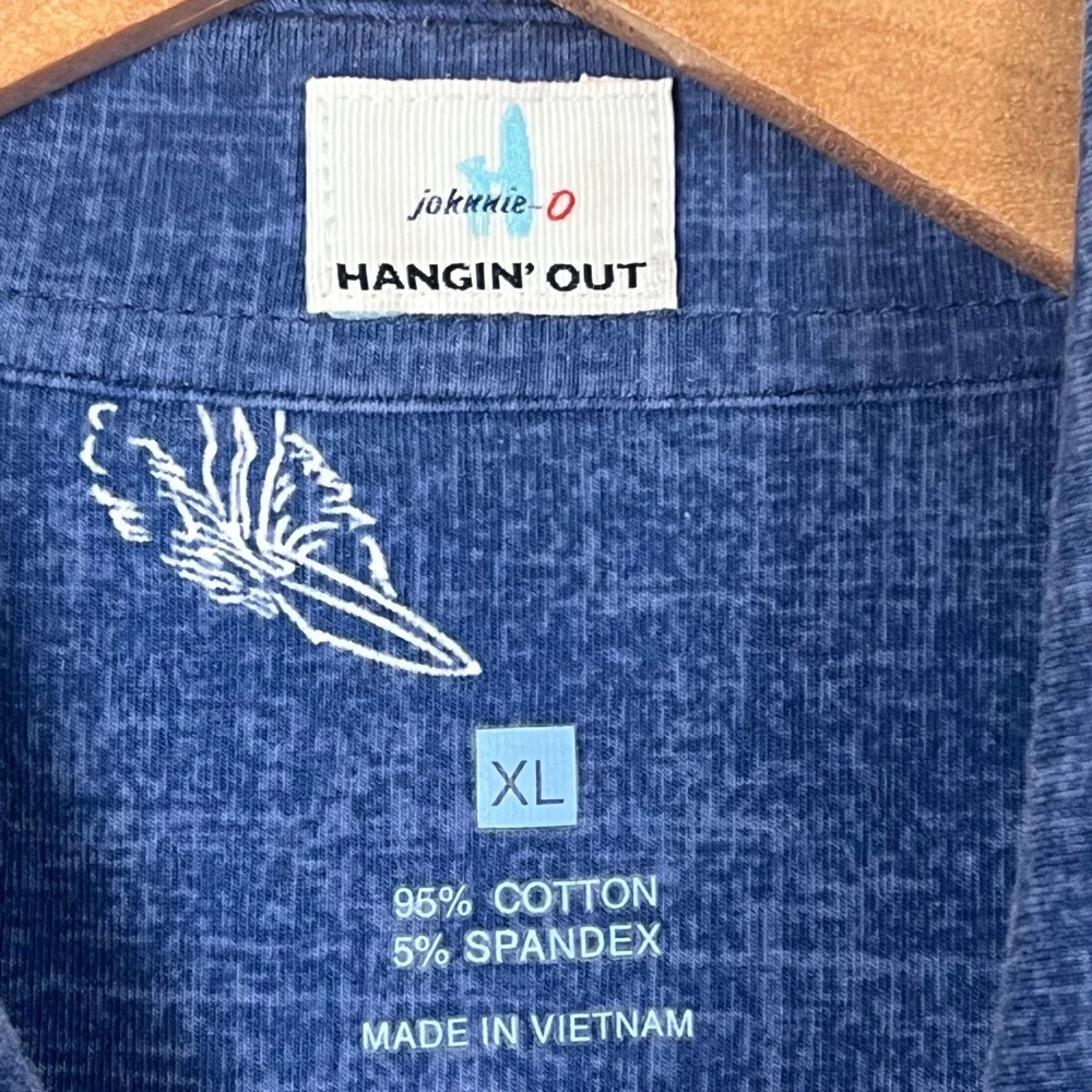 Johnnie-O‎ Hangin Out Buddy Polo Shirt Mens XL Oceanside Blue Hula Girl Kapalua